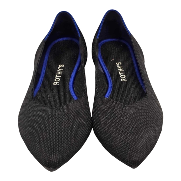 Rothy's Womens The Point Shoes Black Solid Knit Ballet Flats SZ 9.5 - Picture 2 of 10